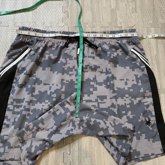Spyder Active Shorts Mens XL Extra Large Grey Camo Drawstring Tie Elastic Waist - Picture 4 of 10
